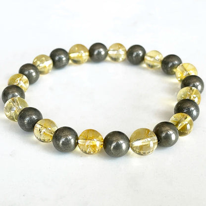 Bracelet "Abondance & Énergie Positive" en Pyrite et Citrine