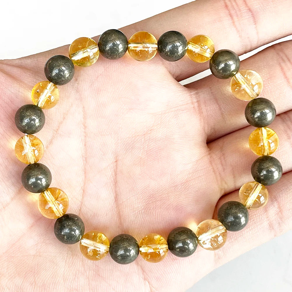 Bracelet "Abondance & Énergie Positive" en Pyrite et Citrine