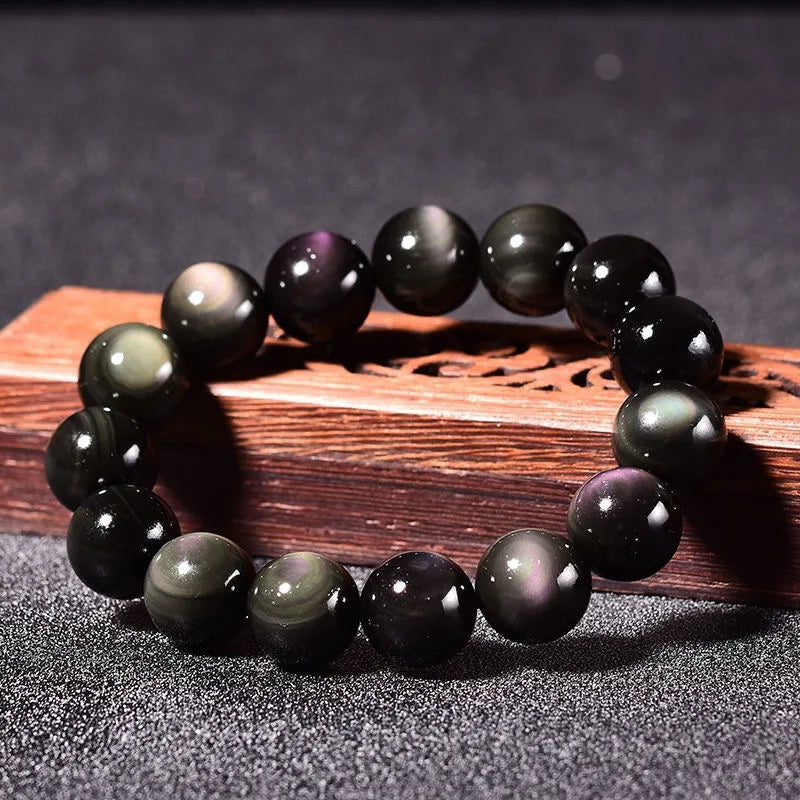 Bracelet "Ancrage & Guidance" en Obsidienne Œil Céleste Véritable Certifiée