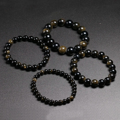 Bracelet "Bouclier de Sagesse" en Obsidienne Dorée Véritable Certifiée