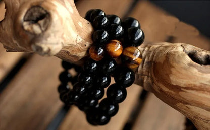 Bracelet "Confiance en soi" en Onyx Noir & Œil de Tigre