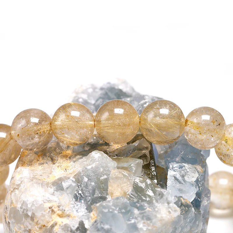 Bracelet "Cristal de Lumière" en Quartz Rutile Doré (Cristal) Véritable Certifié