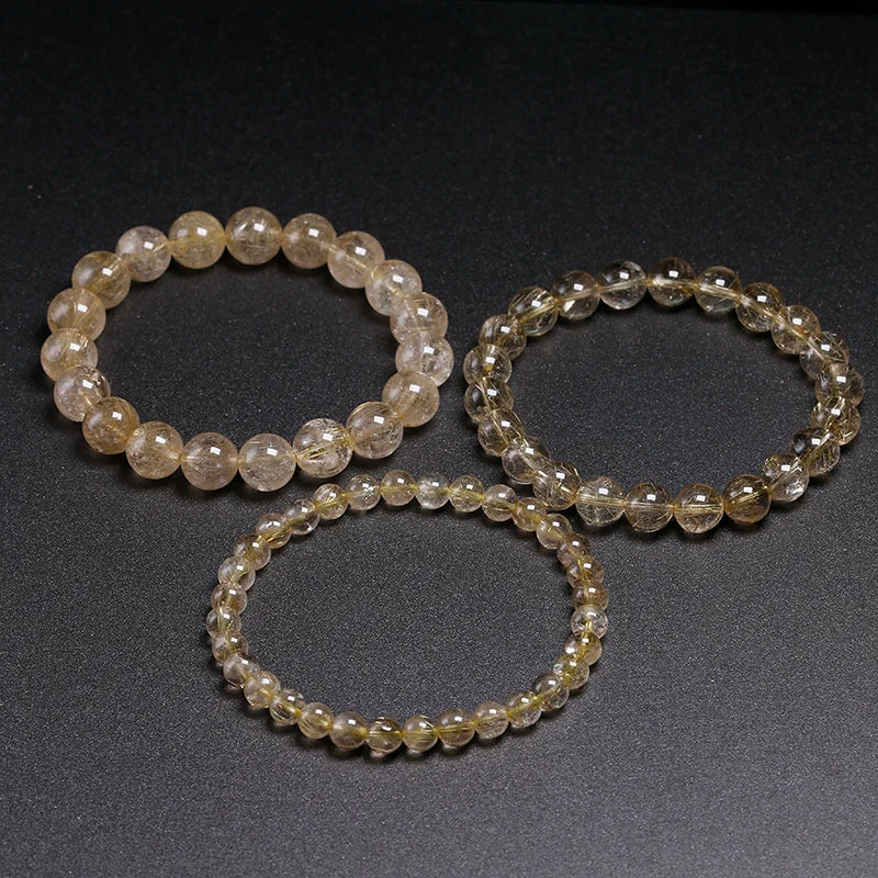 Bracelet "Cristal de Lumière" en Quartz Rutile Doré (Cristal) Véritable Certifié