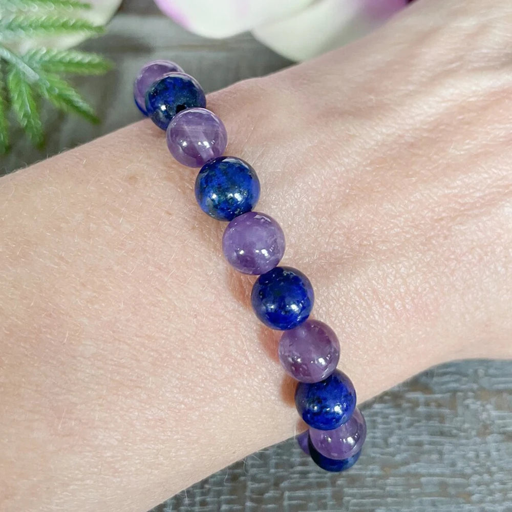 Bracelet "Épanouissement Spirituel" en Lapis Lazuli & Améthyste