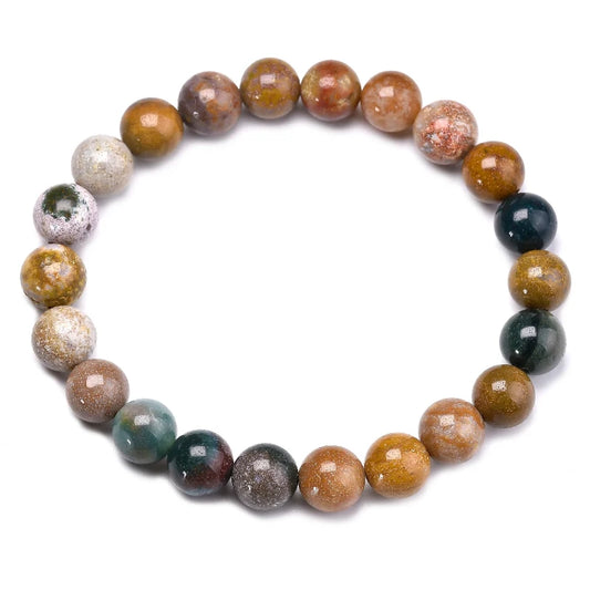 Bracelet "Harmonie Émotionnelle" en Jaspe Océan (Agate) Véritable Certifié