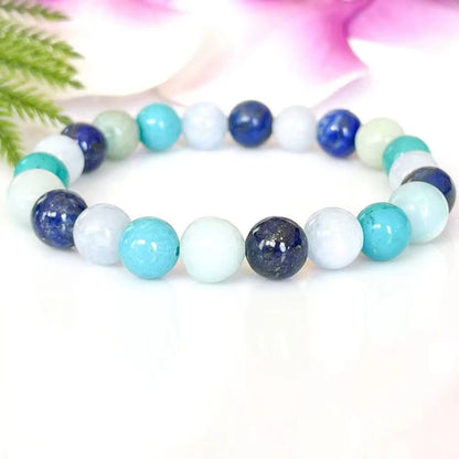 Bracelet "Harmonie Émotionnelle" en Amazonite, Lapis Lazuli, Aigue-Marine & Turquoise