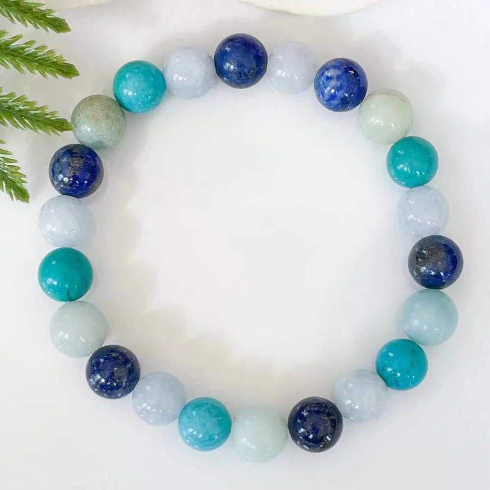 Bracelet "Harmonie Émotionnelle" en Amazonite, Lapis Lazuli, Aigue-Marine & Turquoise