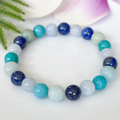 Bracelet "Harmonie Émotionnelle" en Amazonite, Lapis Lazuli, Aigue-Marine & Turquoise