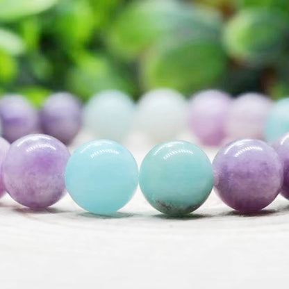 Bracelet "Harmonie Émotionnelle" en Lépidolite & Amazonite