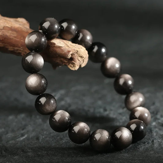 Bracelet "Protection Spirituelle" en Obsidienne Argentée